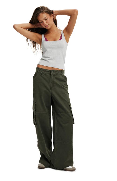 Cotton On Benny Cargo Pant In Dark Washed Green