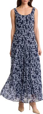 Jones New York Spring Print Sleeveless Maxi Dress