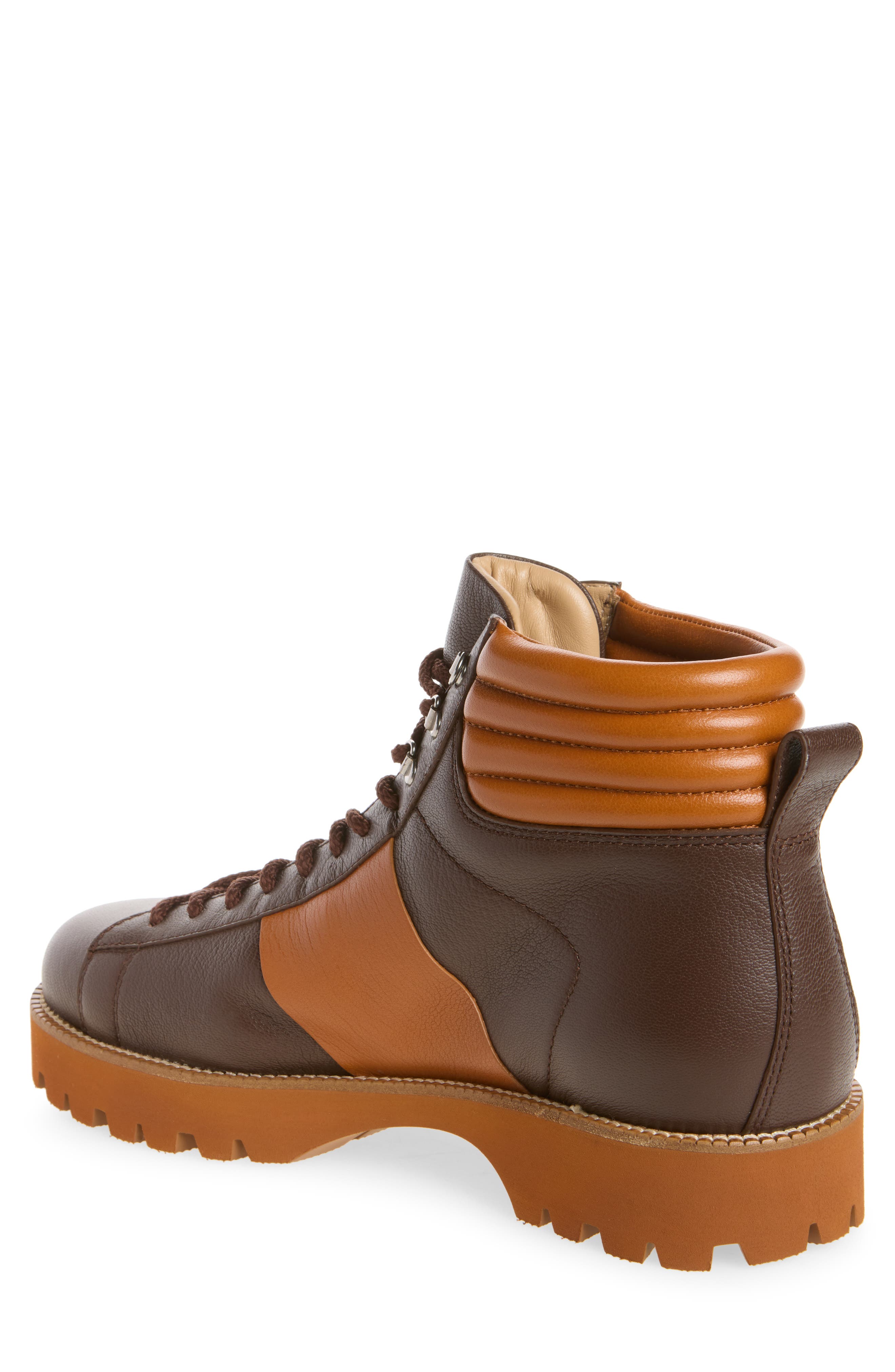 V-Logo Leather Combat Boot, Alternate, color, COMBAT BROWN