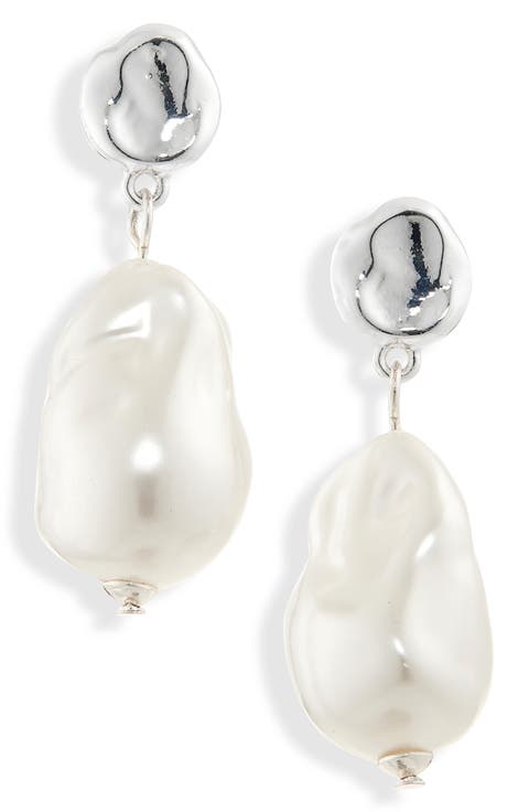 Molten Faux Pearl Drop Earrings