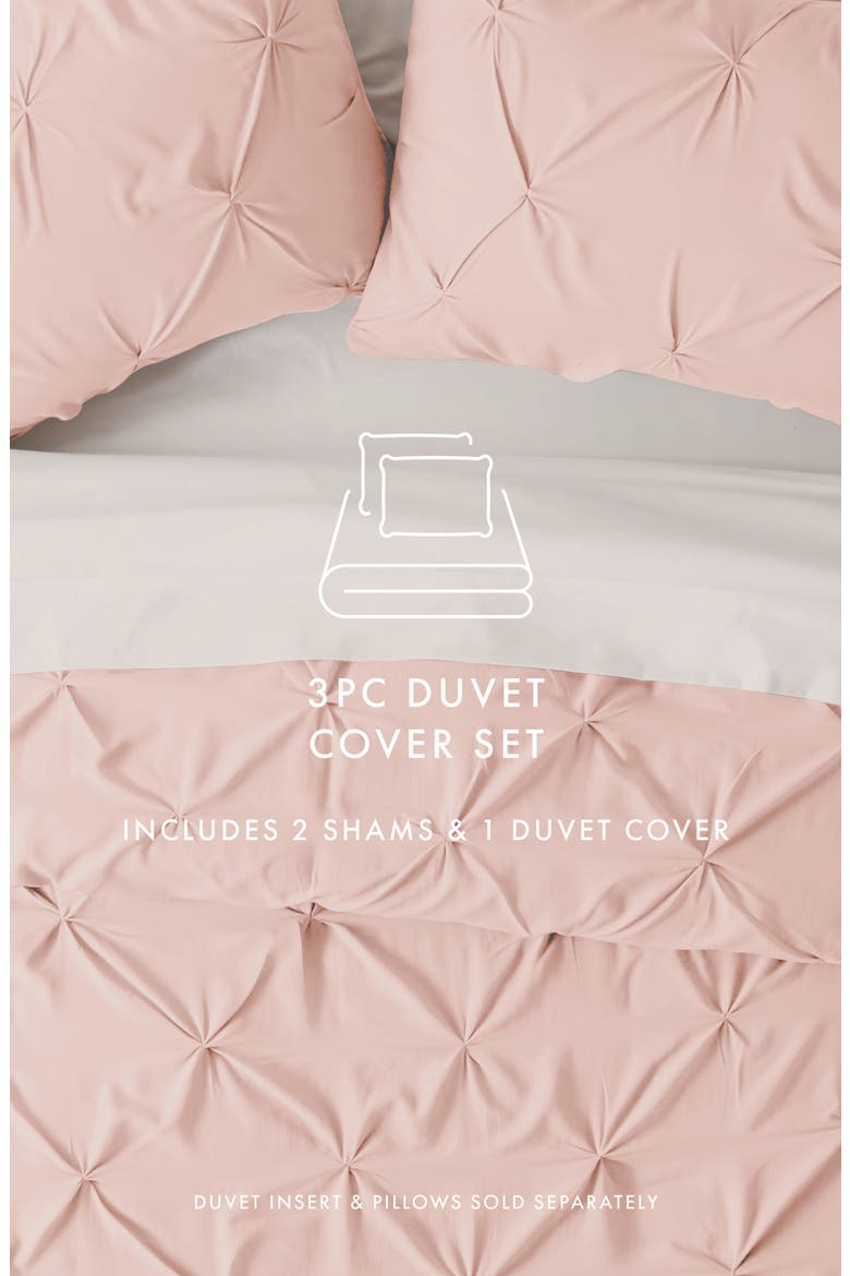 HOME SPUN Premium Ultra Soft 3-Piece Pinch Pleat Duvet Cover Set, Alternate, color, BLUSH