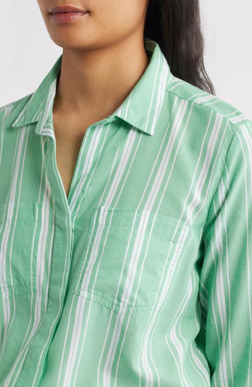 Beachlunchlounge Stripe Cotton & Modal Button-up Shirt In Green
