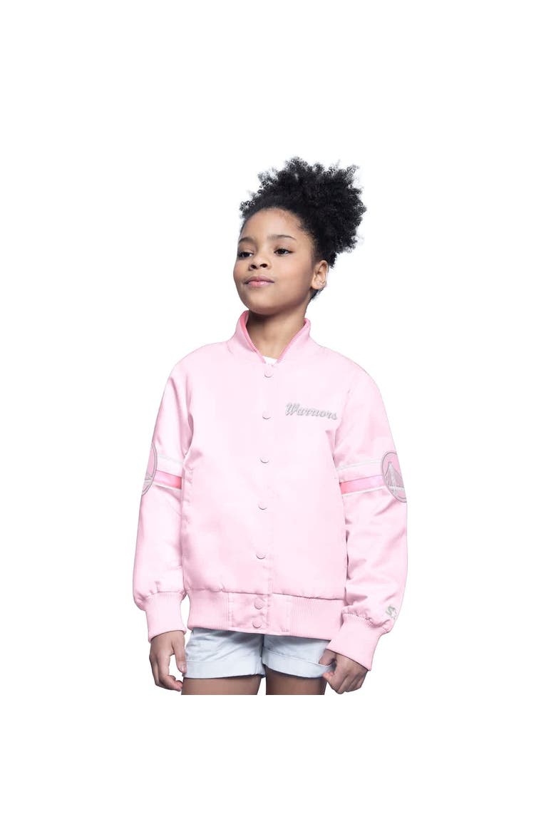 Youth Starter  Light Pink Golden State Warriors Arena Full-Snap Varsity Jacket, Alternate, color, Light Pink