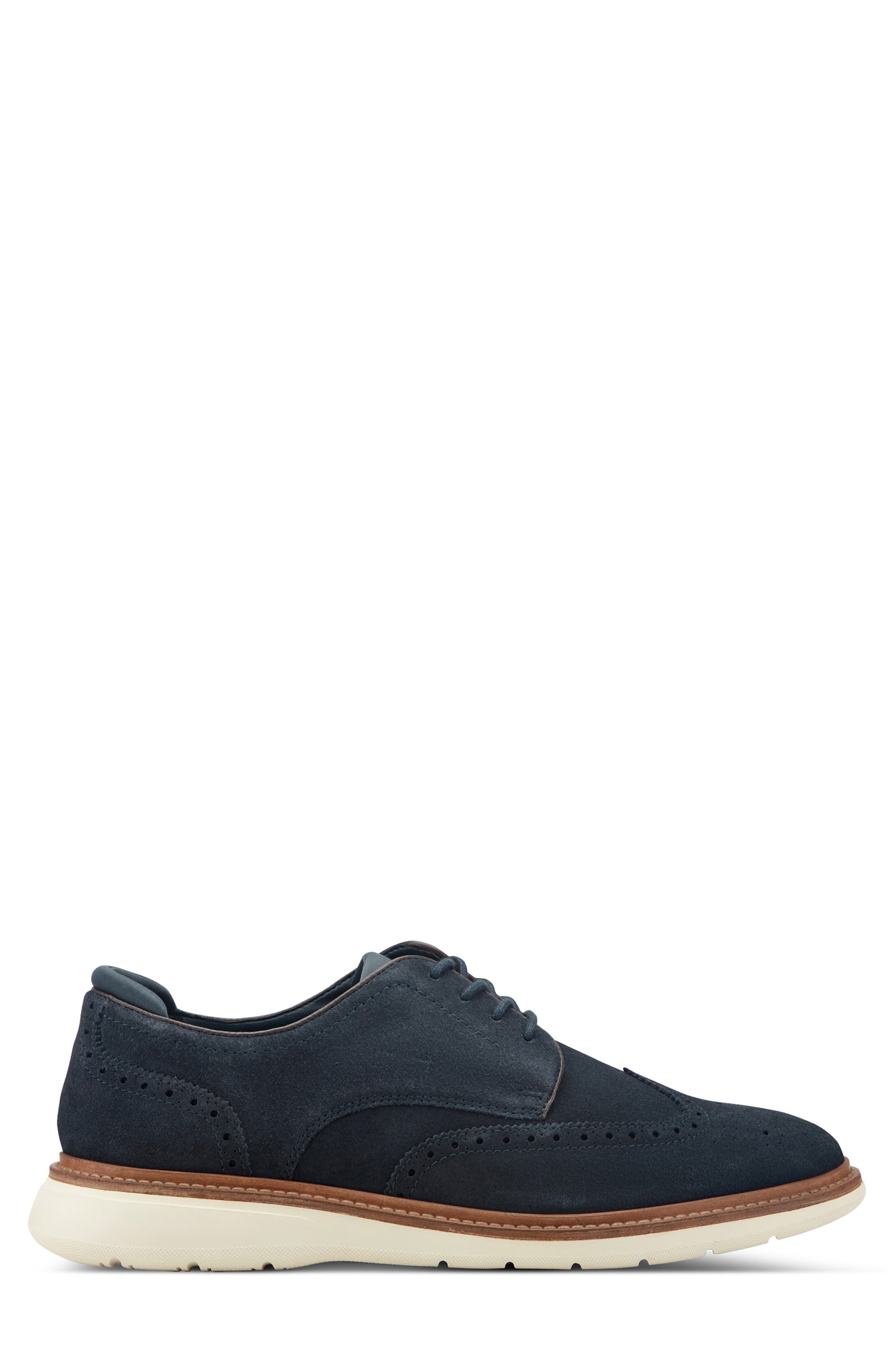 Melrose Leather Wingtip Derby, Alternate, color, DARK BLUE SUEDE