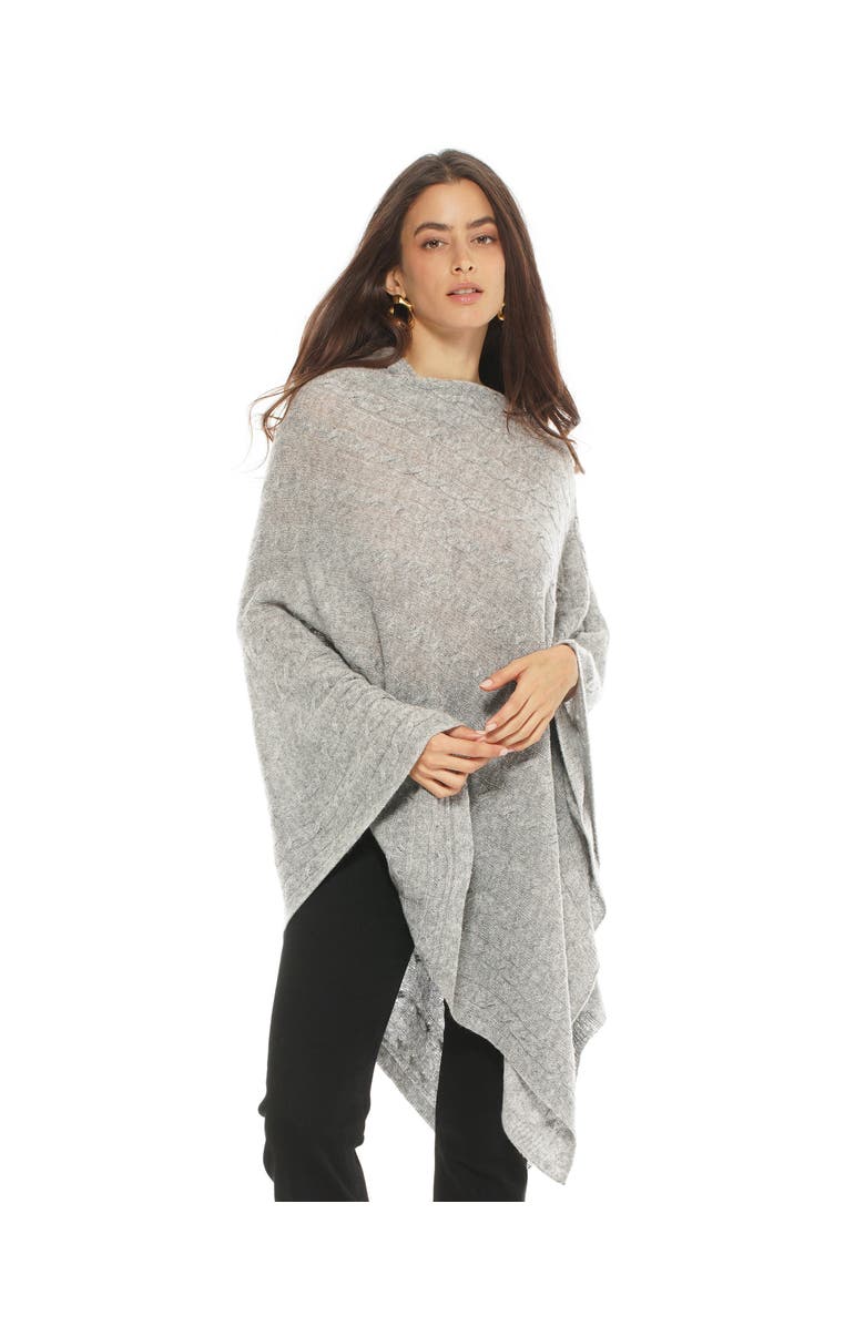 Monticelli Cashmere Pure Cashmere Textured Knit Poncho, Main, color, Light Gray