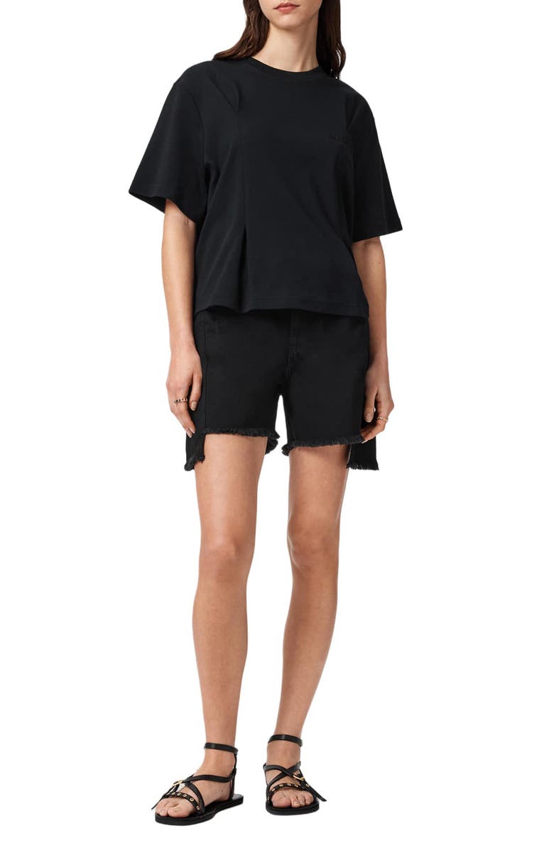 AllSaints Frankie Cutoff Denim Shorts, Alternate, color, Black