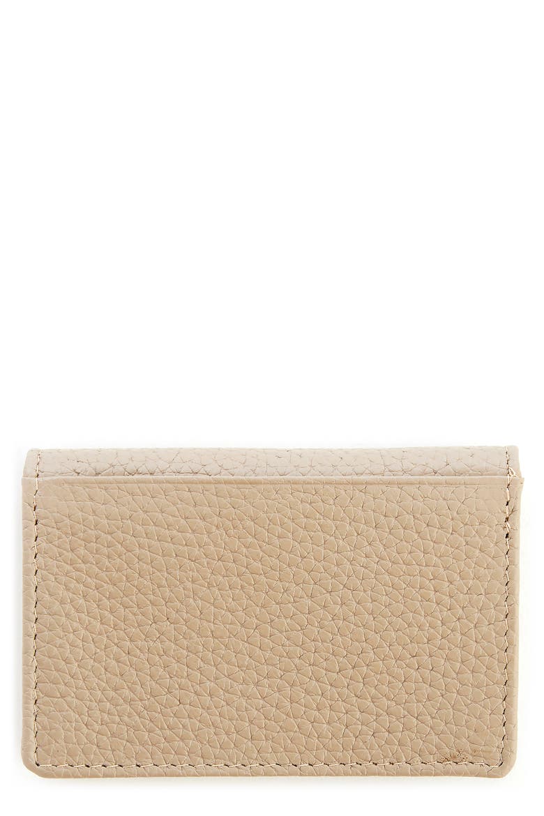 Personalized Leather Card Case, Main, color, TAUPE - GOLD FOIL