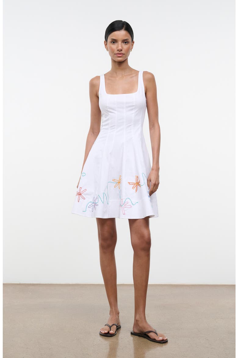 Wells Floral Stitch Minidress, Alternate, color, WHITE MULTI EMBROIDERY