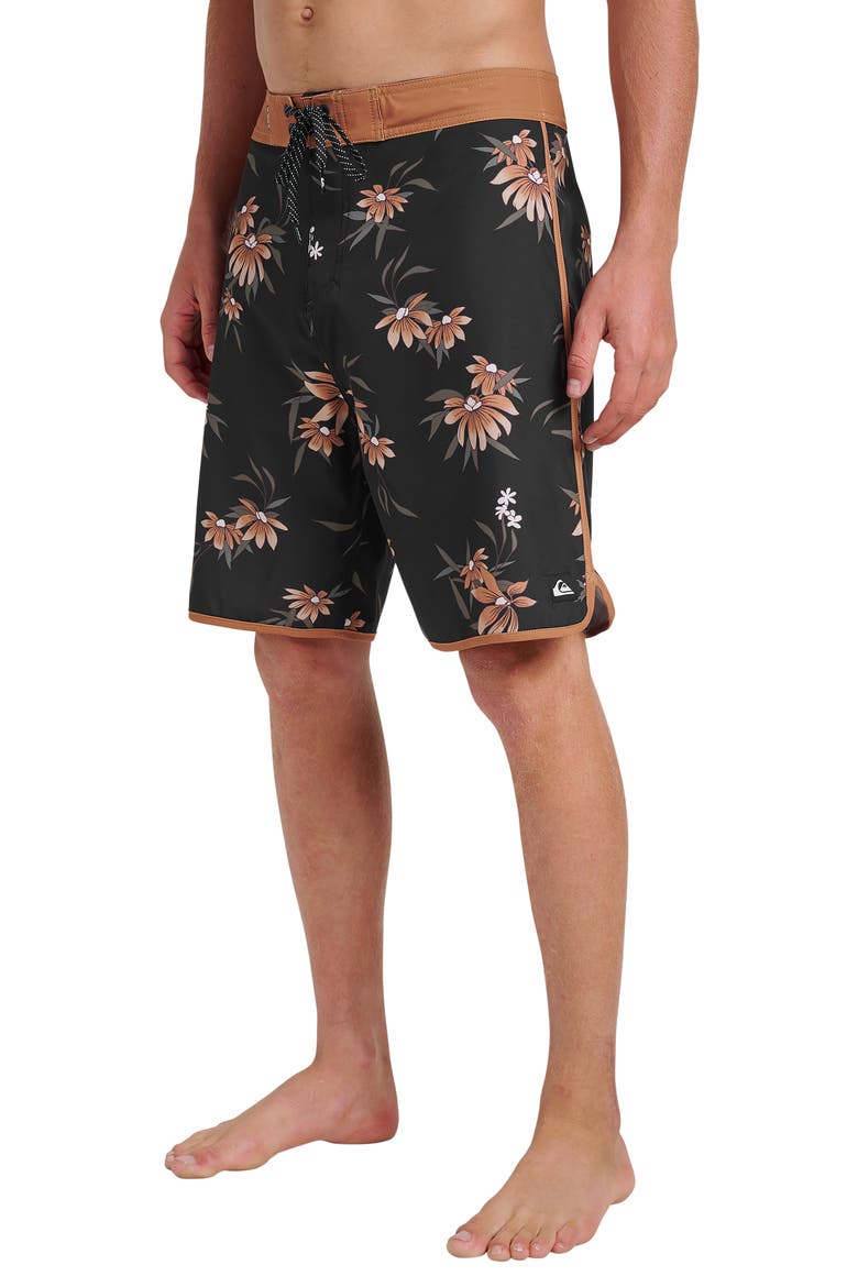 Surfsilk Coastal Flora Swim Shorts, Alternate, color, BLACK