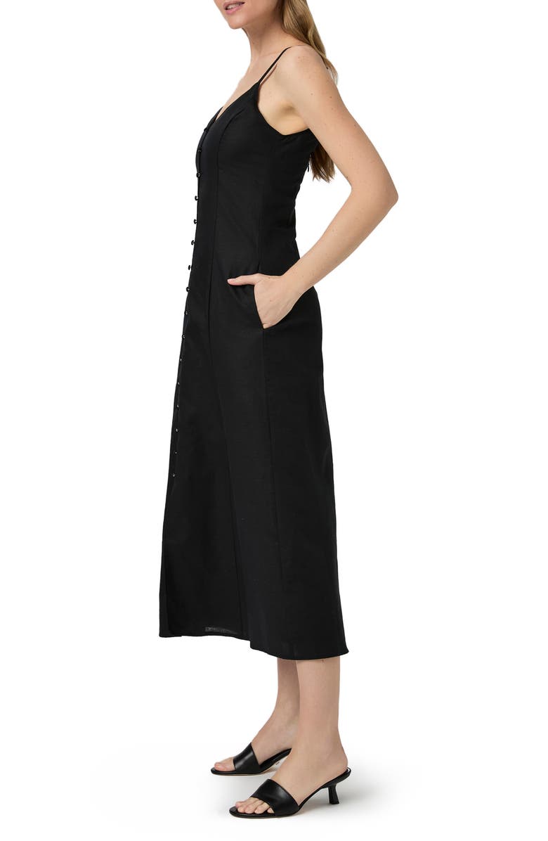 PAIGE Modena Linen & Cotton A-Line Sundress, Alternate, color, Black