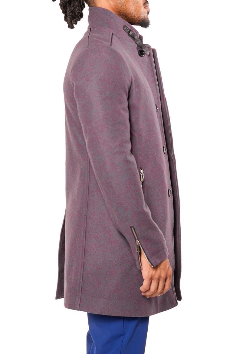 Captainbordeaux Blue Wool Blend Car Coat with Quilted Bib, Alternate, color, BLUE