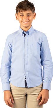 TailorByrd Kids' Oxford Long Sleeve Button Down Shirt