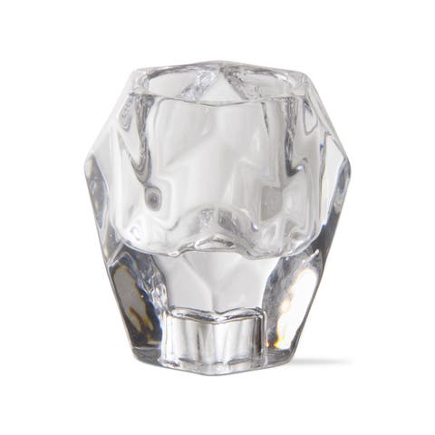 Geo Clear Glass Reversible Tealight Taper Candle Holder