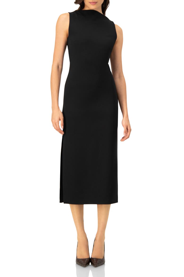 Sleeveless Midi Dress with Side Slit, Main, color, Black