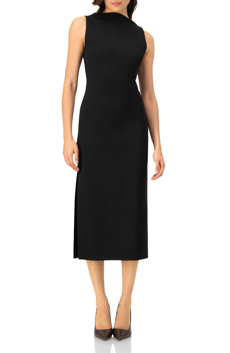 IVONNE Sleeveless Midi Dress with Side Slit, Main, color, Black