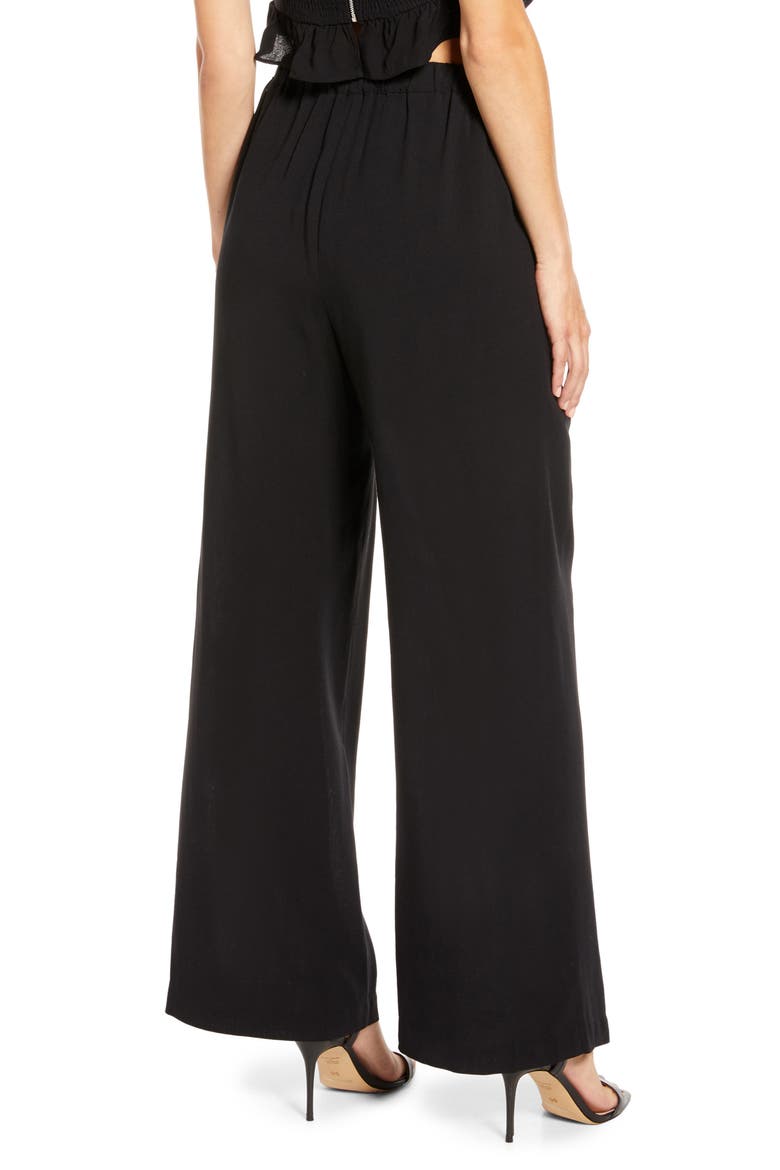 Belted Wide Leg Pants, Alternate, color, BLACK