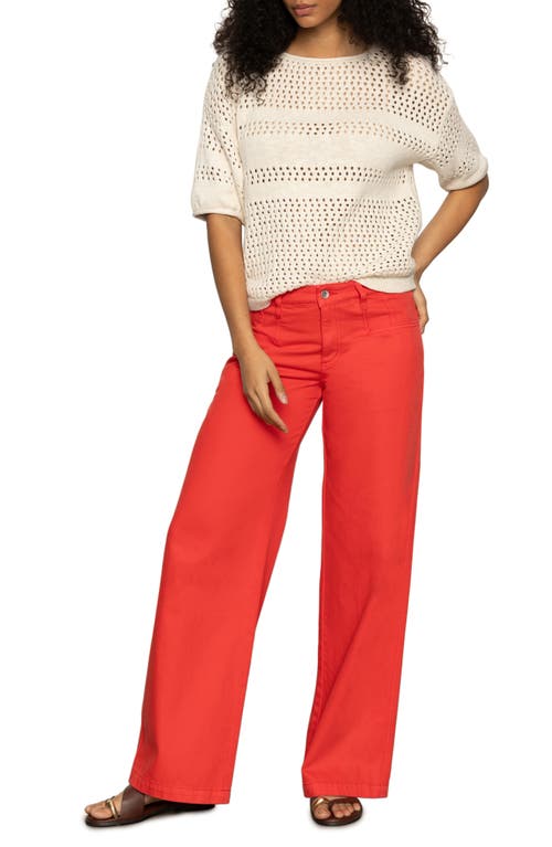 SANCTUARY SANCTUARY STRIPE OPEN STITCH ELBOW SLEEVE COTTON SWEATER 