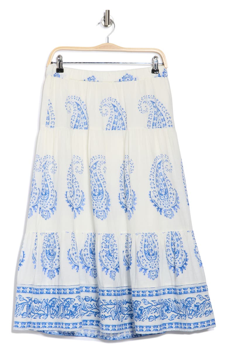 Lucky Brand Paisley Print Tiered Cotton Maxi Skirt, Alternate, color,