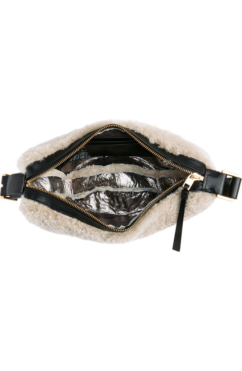 AllSaints Half Moon Genuine Shearling Crossbody, Alternate, color, Light Toffee Taupe