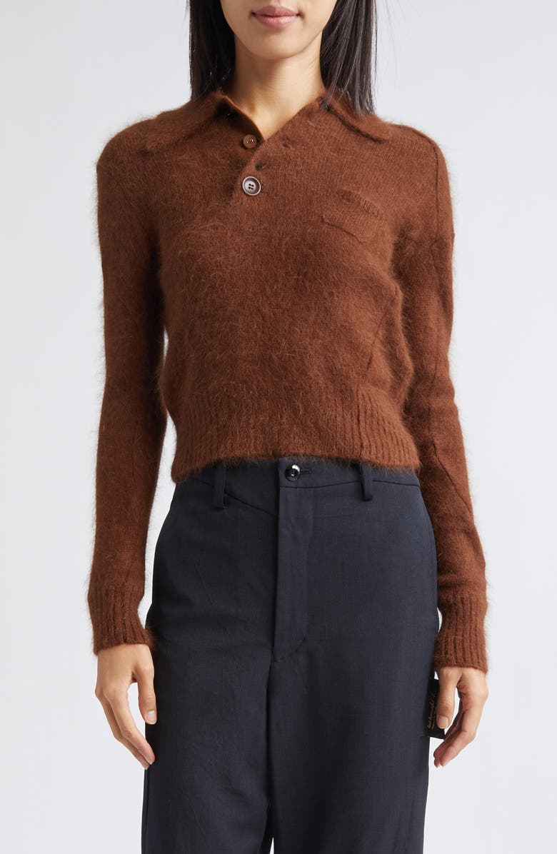 Undercover Angora Blend Polo Sweater, Main, color, Brown