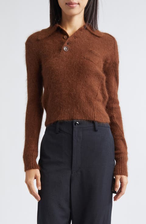 Angora Blend Polo Sweater