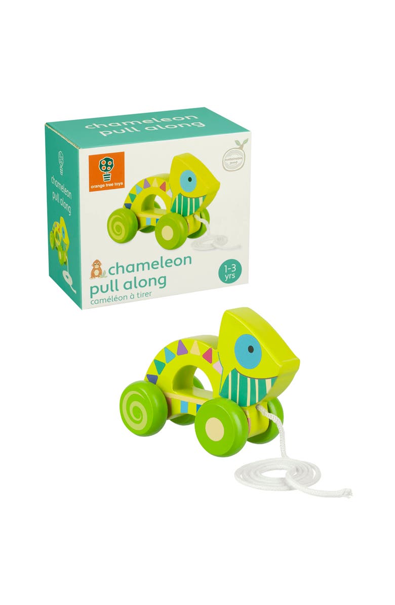 ORANGE TREE TOYS Pull Along Chameleon, Wooden Toy, Ages 1+, Alternate, color, Multicolored