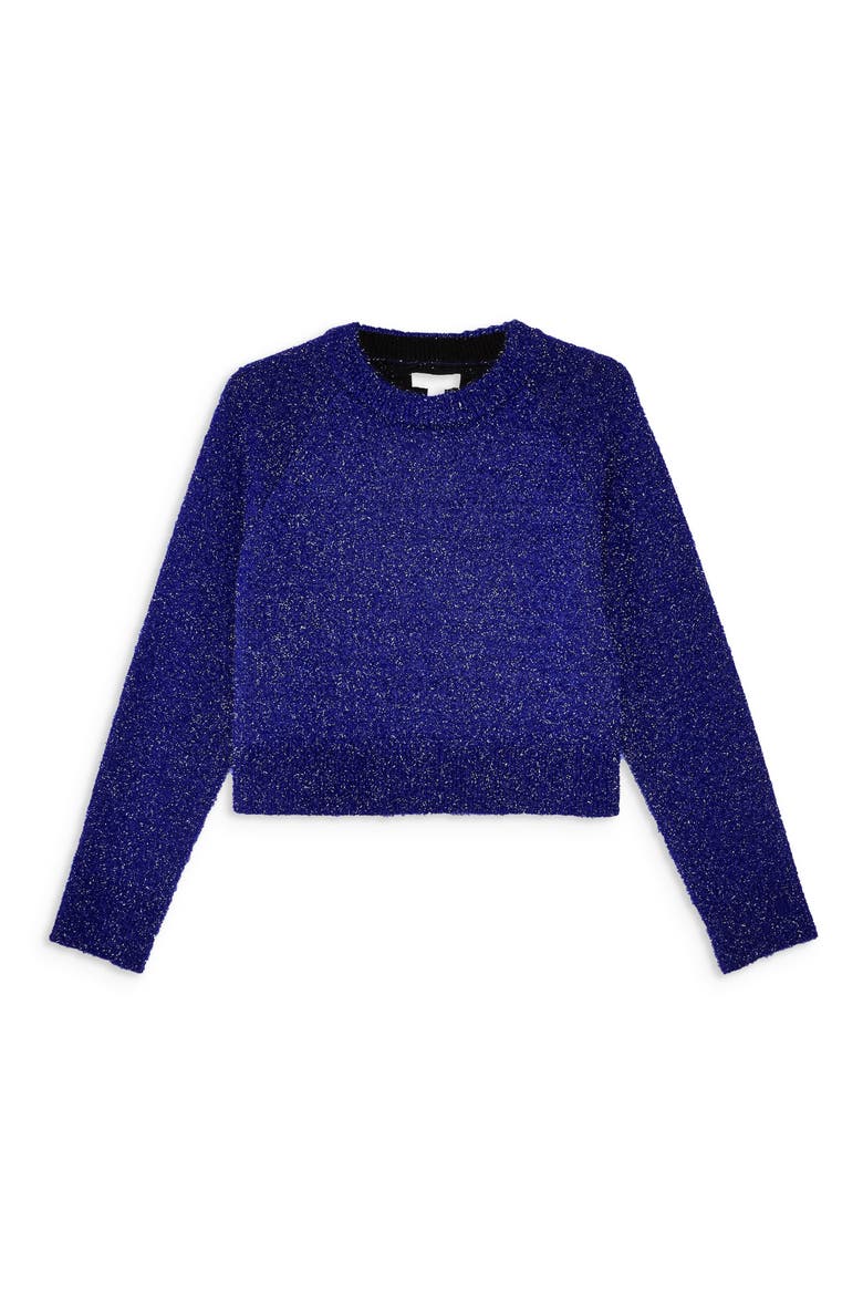 Metallic Crop Sweater, Alternate, color, BLUE
