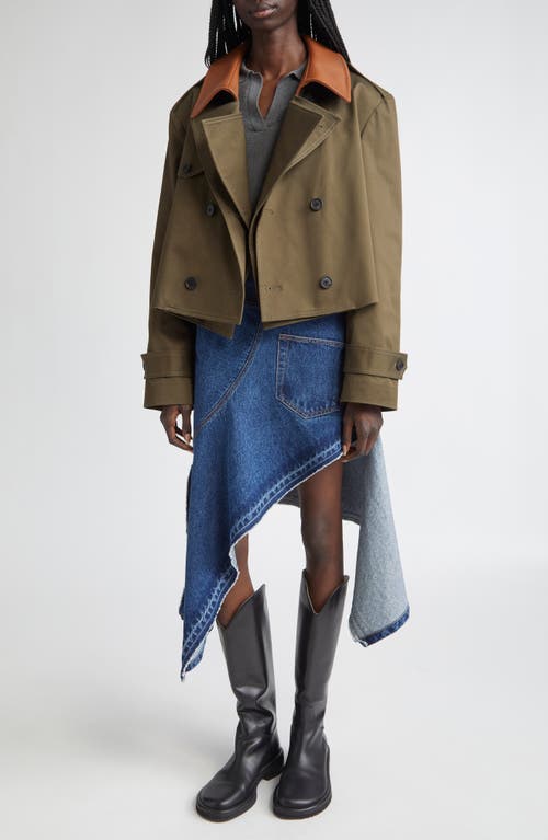 Monse Double Front Crop Trench Coat In Green