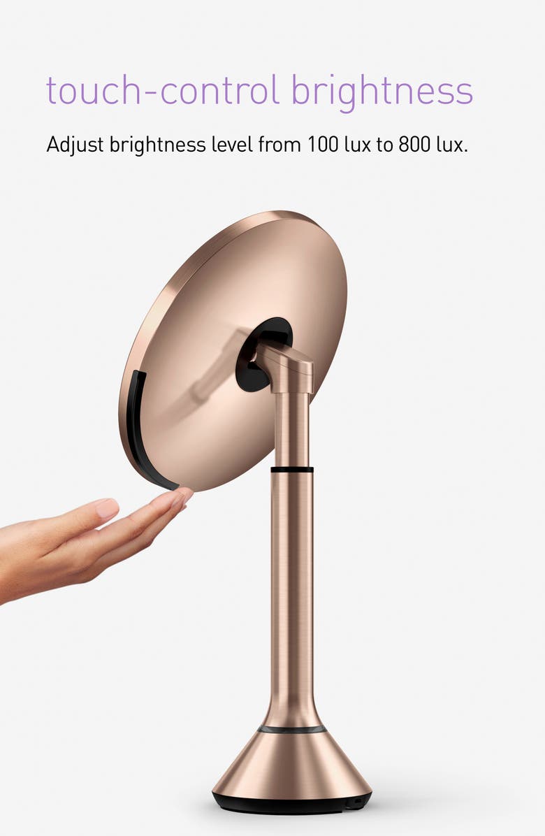 simplehuman 8-Inch Sensor Rechargeable Tabletop Mirror, Alternate, color, Rose Gold