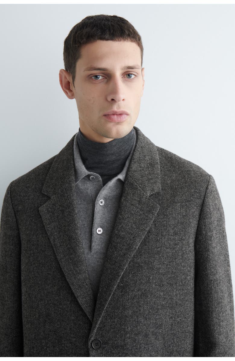 COS Unstructured Wool-herringbone Blazer, Alternate, color, Dark Khaki