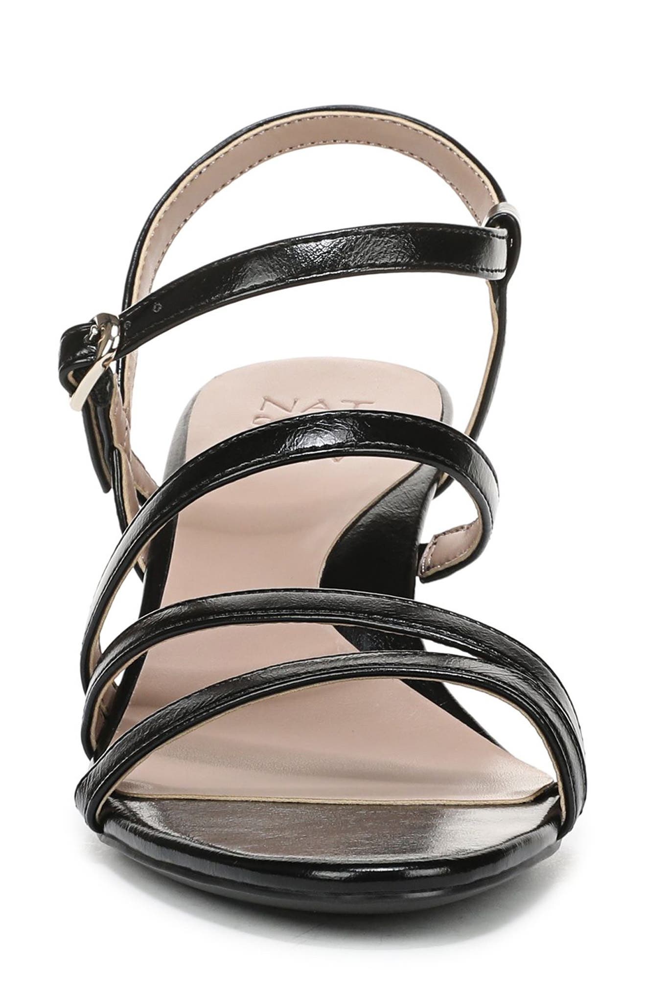 Naturalizer Nellie Block Heel Sandal, Alternate, color, Black Faux Leather