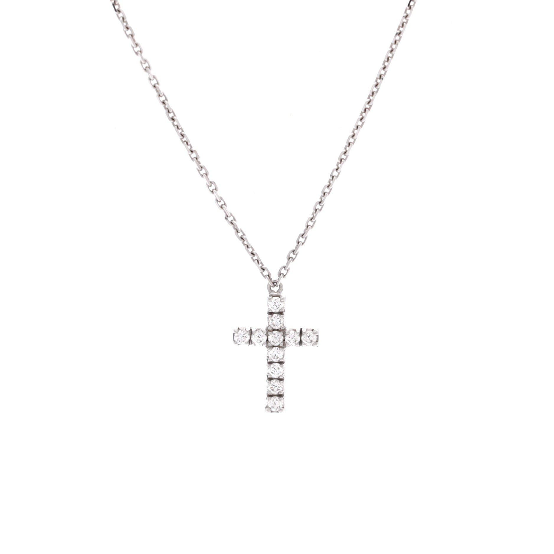 Cross Pendant Necklace 18K White Gold with Diamonds, Main, color, Metallic Gold