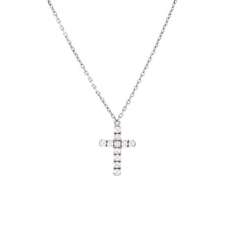Cross Pendant Necklace 18K White Gold with Diamonds