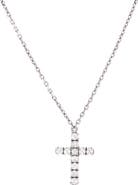 Pre-Owned Cartier Cross Pendant Necklace 18K White Gold with Diamonds