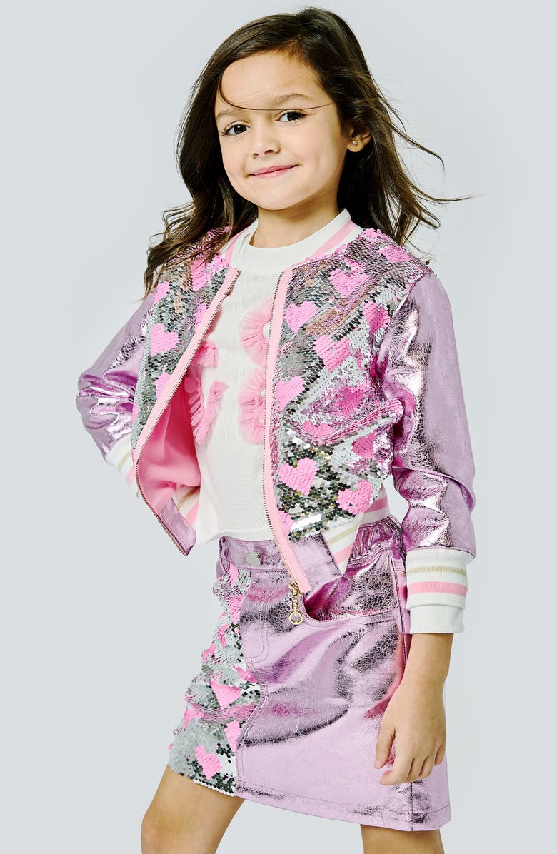 Baby Sara Kids' Heart Sequin Jacket, Alternate, color, Pink Multi