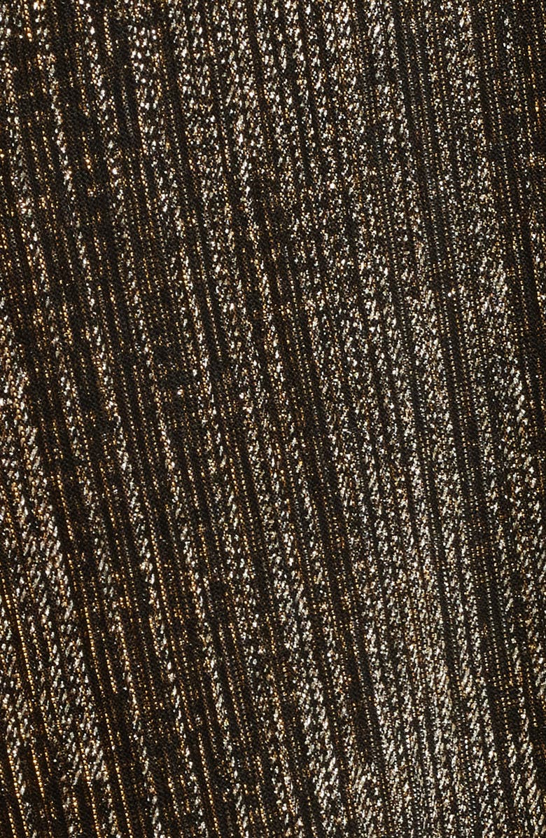 Anne Klein Twist Front Metallic Long Sleeve Maxi Dress, Alternate, color, Gold/ Anne Black