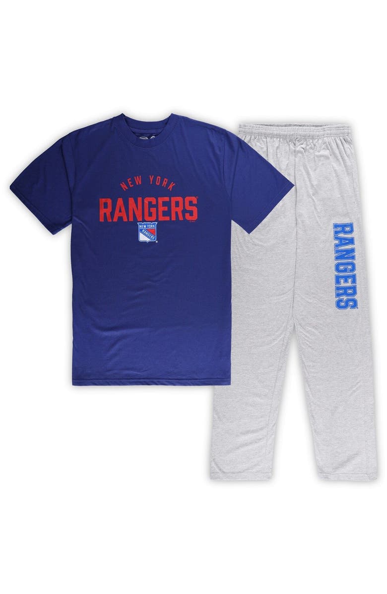PROFILE Men's New York Rangers Blue/Heather Gray Big & Tall T-Shirt & Pants Lounge Set, Main, color, Blue