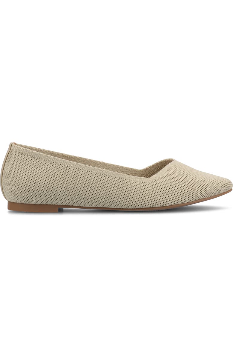 Journee Collection Minnah Knit Almond Toe Flat, Alternate, color, Taupe