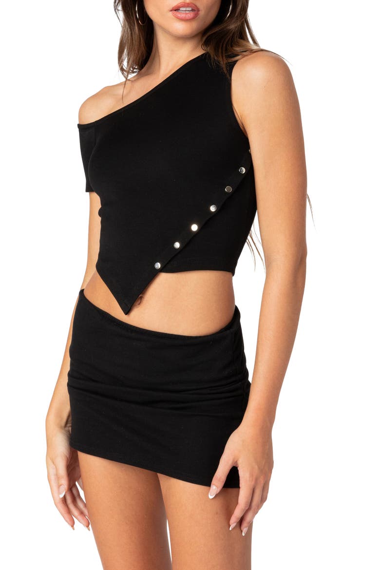 Eclipse Asymmetric One-Shoulder Top, Alternate, color, BLACK