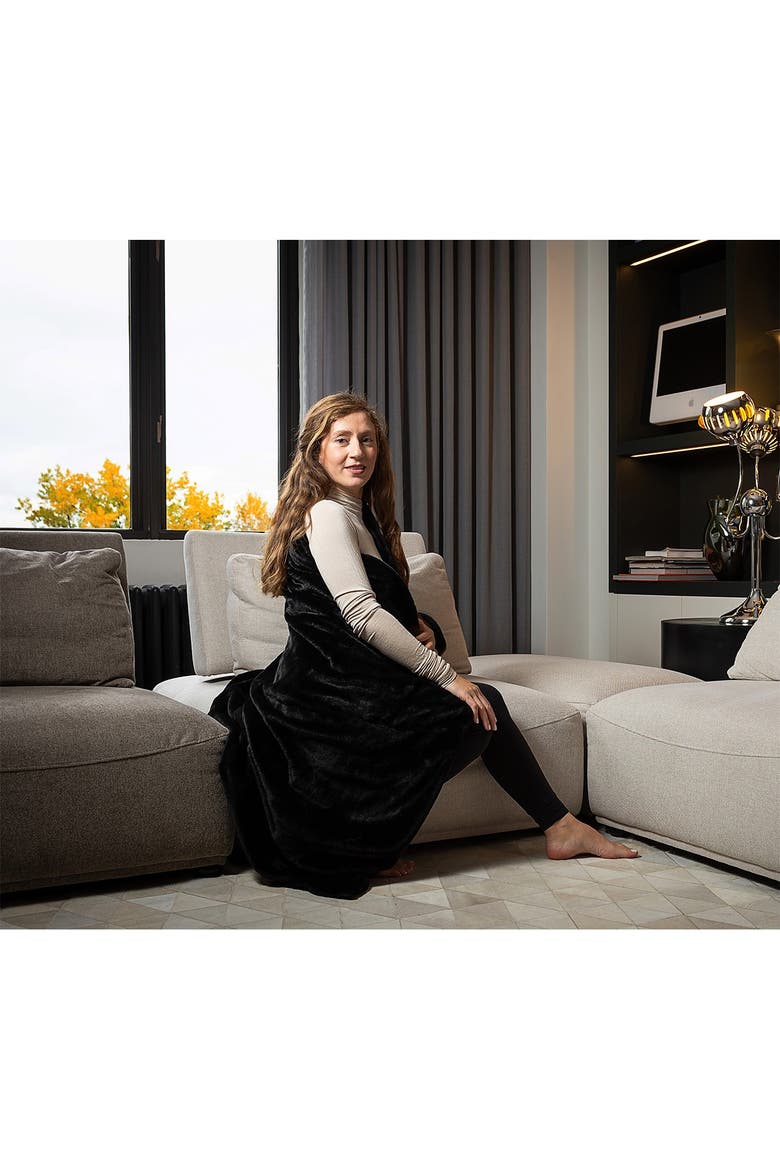 Faux Fur Throw - 50" x 60" - Black, Alternate, color, BLACK