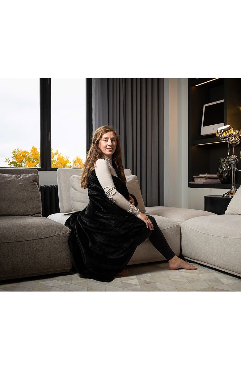 LUXE Faux Fur Throw - 50" x 60" - Black, Alternate, color, Black