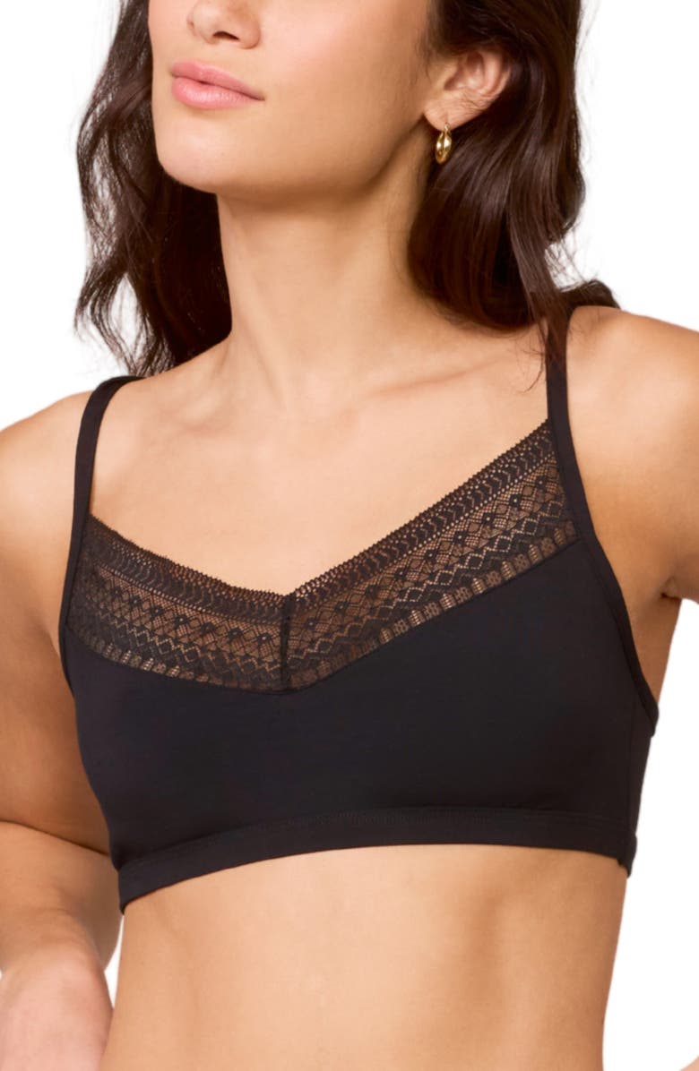 Montelle Intimates Bodybliss Lace Trim Bralette, Main, color, Black