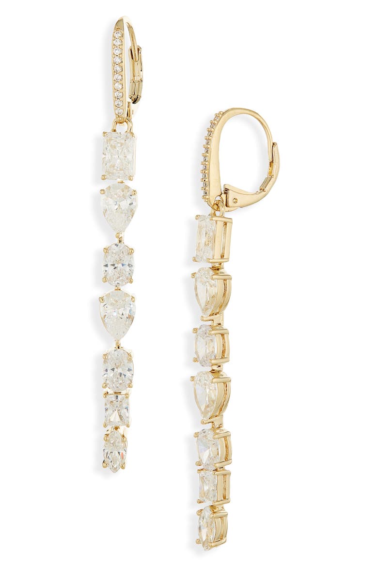 RSVP Cubic Zirconia Linear Earrings, Main, color, GOLD