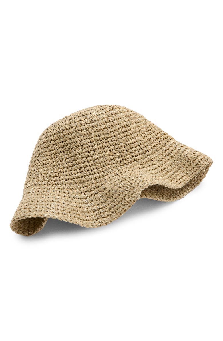 MANGO Metallic Straw Bucket Hat, Alternate, color,