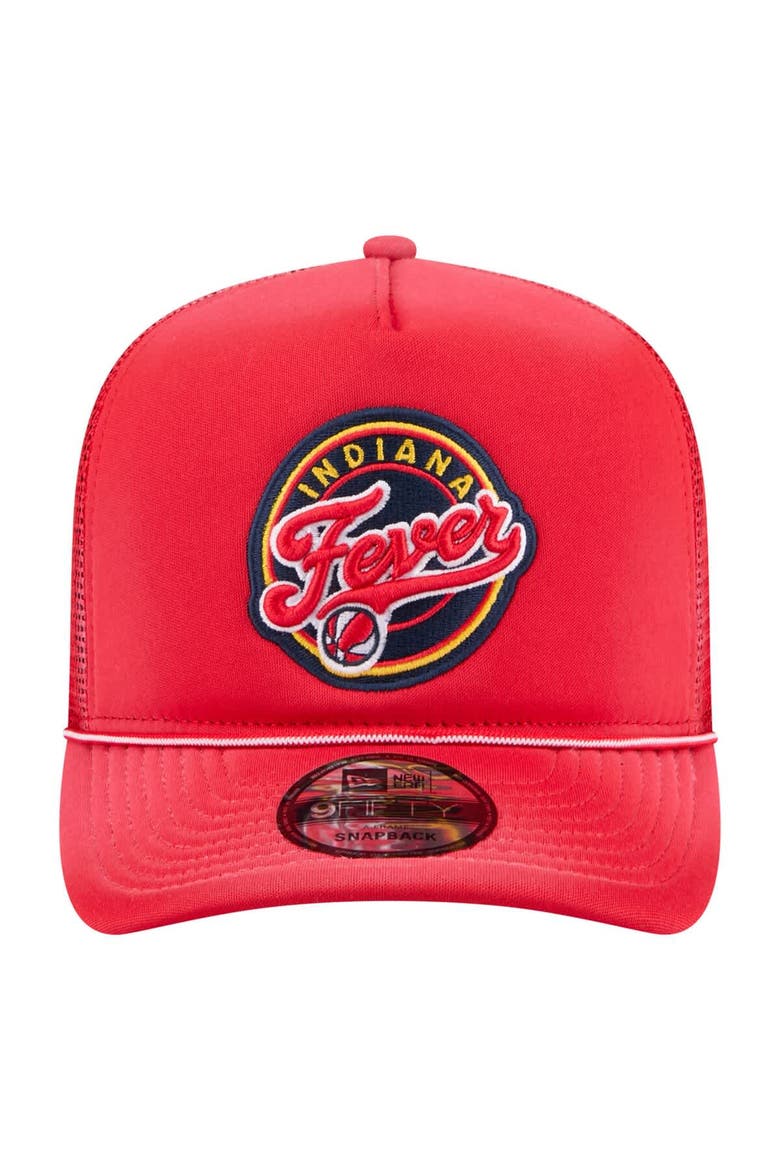 Unisex New Era  Red Indiana Fever Worn Foam Front 9FIFTY A-Frame Trucker Rope Snapback Hat, Alternate, color, Red