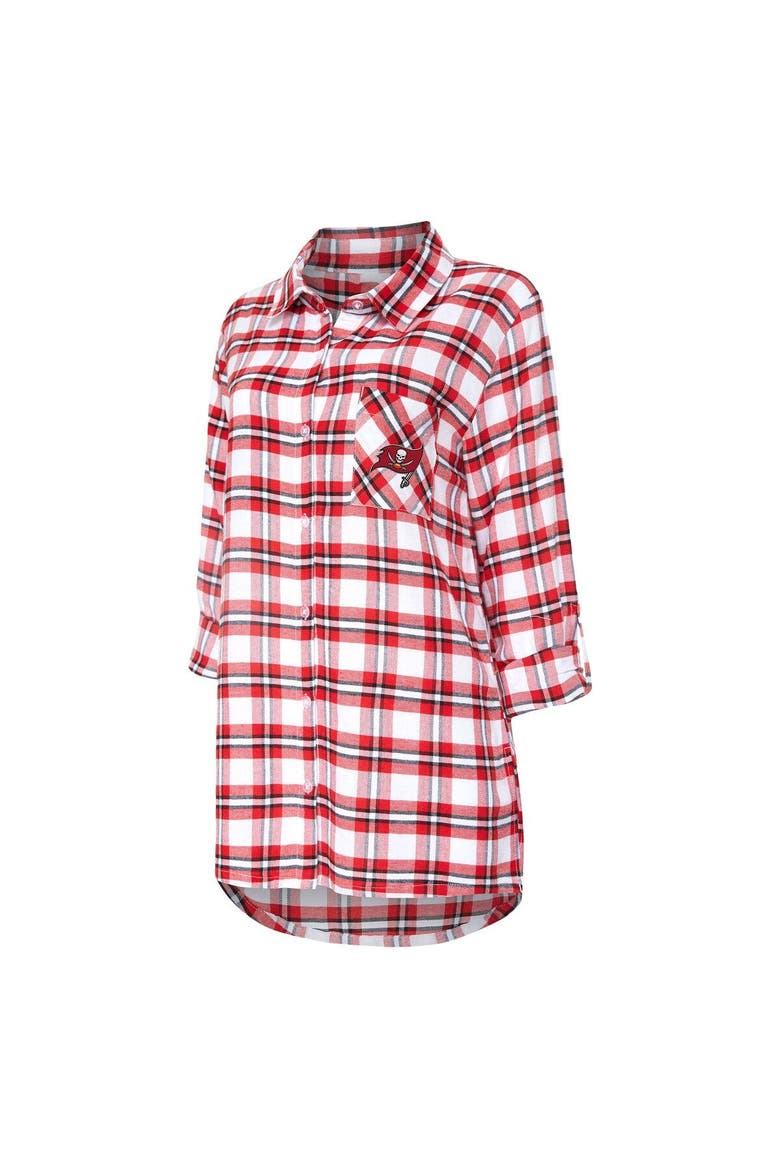 Women's Concepts Sport Red Tampa Bay Buccaneers Sienna Plaid Full-Button Long Sleeve Nightshirt, Alternate, color, Red