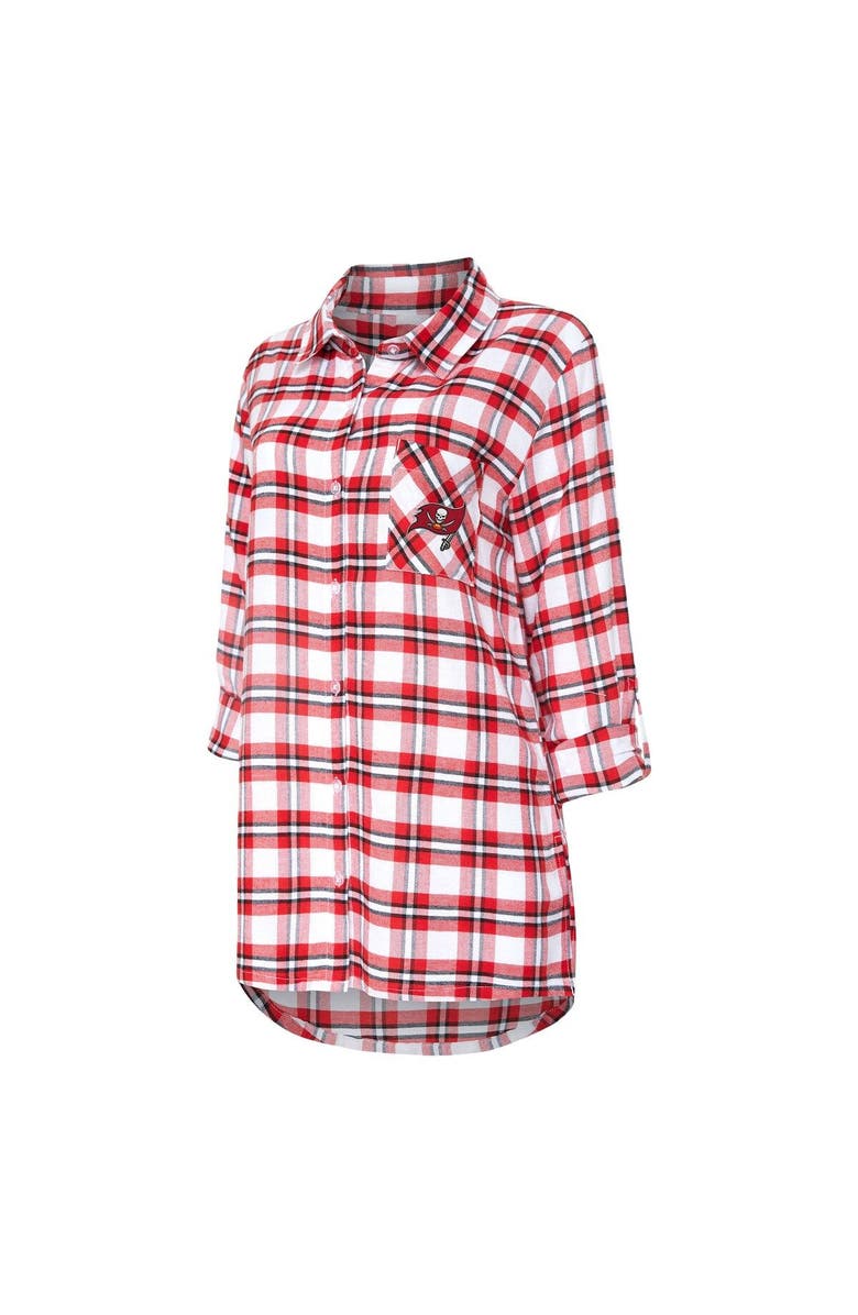 CONCEPTS SPORT Women's Concepts Sport Red Tampa Bay Buccaneers Sienna Plaid Full-Button Long Sleeve Nightshirt, Alternate, color, Red