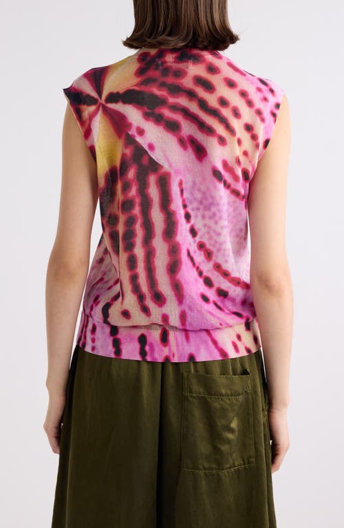 Dries Van Noten Tamara Leopard Orchid Sleeveless Cotton Blend Sweater In Pink