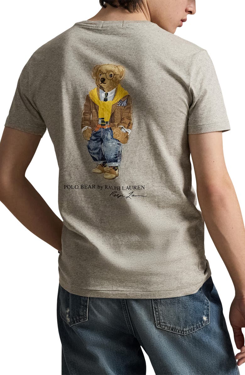 Polo Ralph Lauren Classic Fit Polo Bear Pocket Graphic T-Shirt, Alternate, color, Loft Heather/ Heritage Bear