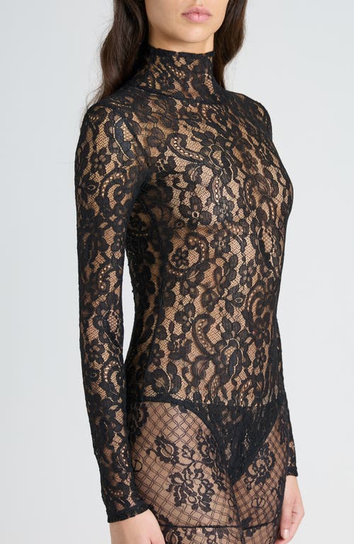 Shop Valentino Garavani Sheer Lace Bodysuit In Nero